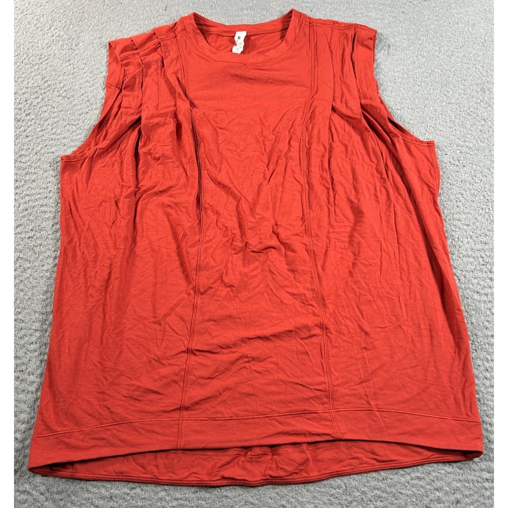 Lululemon Modal Tank Top Women's 4 Orange Jersey Pleated Shoulder Relaxed Gym
